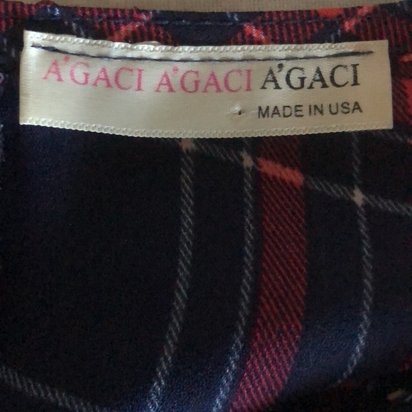 Red And Blue Plaid Blouse From A’gaci Size Small - Picture 5 of 5